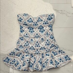 Hello Molly Blue and White Strapless Dress ( never worn )